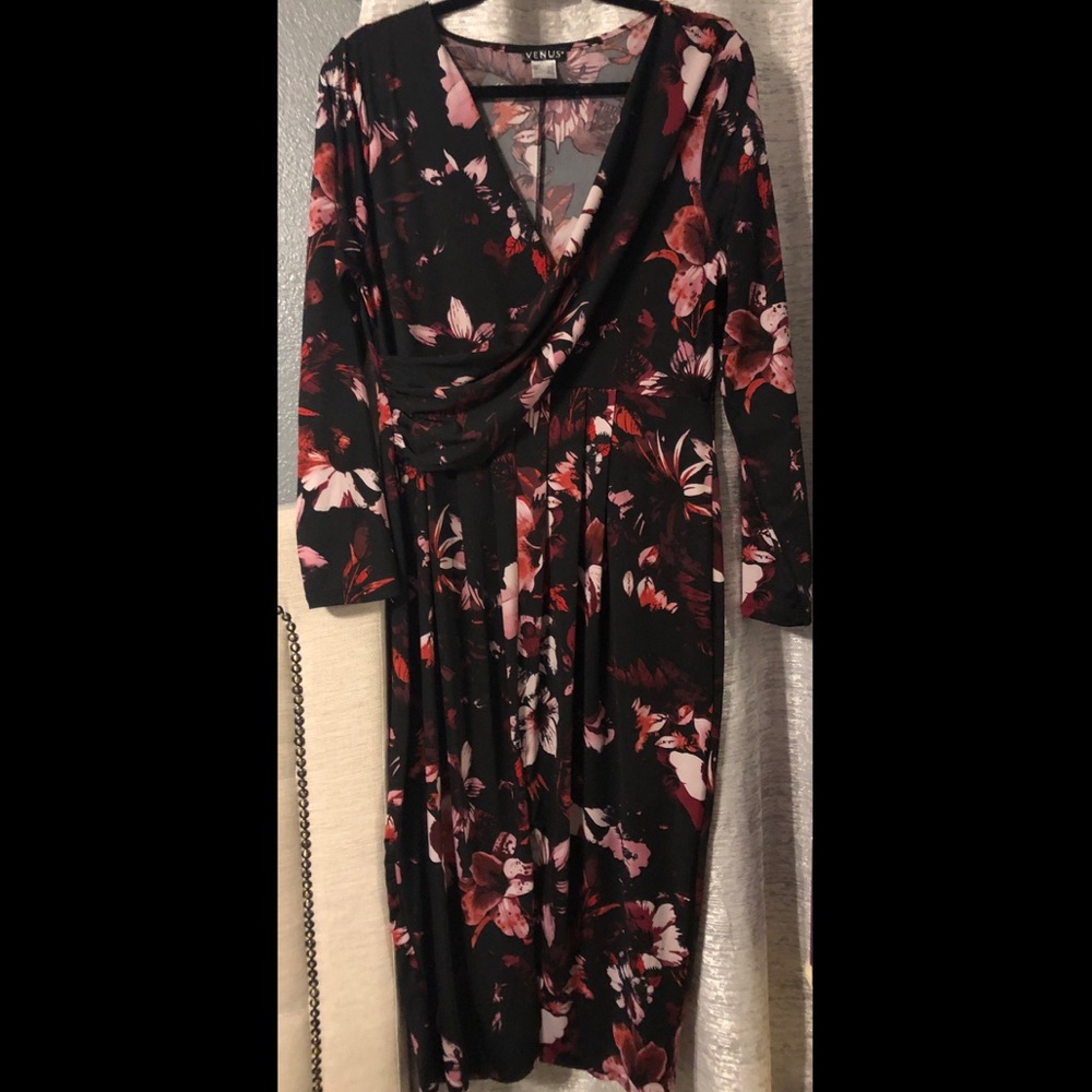 Floral Black and Pink Women's Dress
